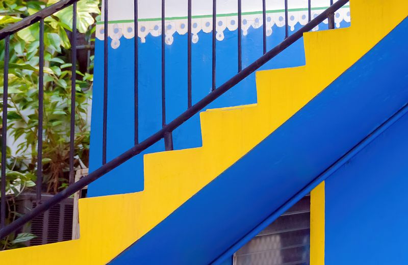 Colorful Mural on Exterior Stairs